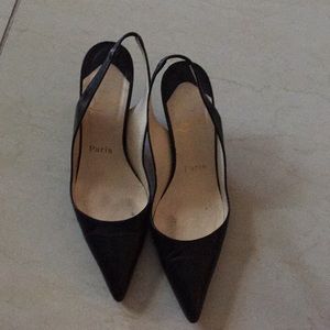 Christian Louboutin kitten heels black leather
